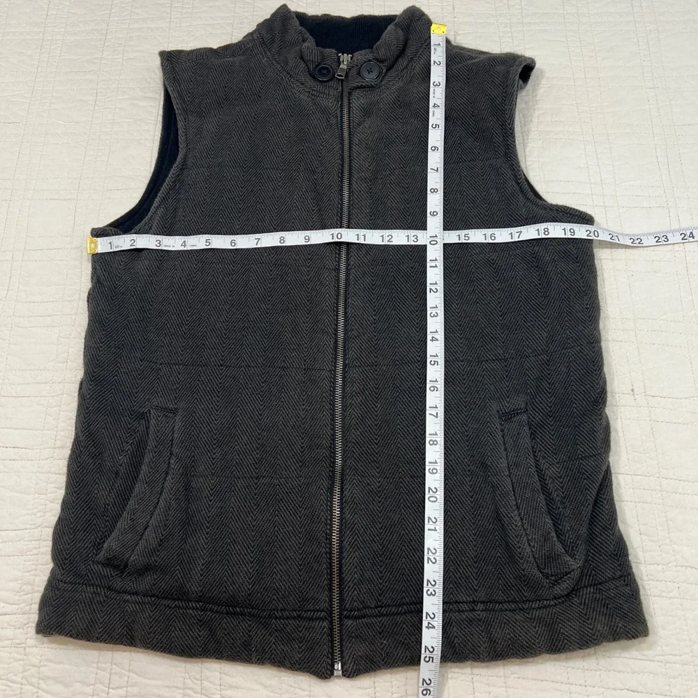 Banana Republic Mens Herringbone Quilted Vest Gray Full Zip Mock Neck Small